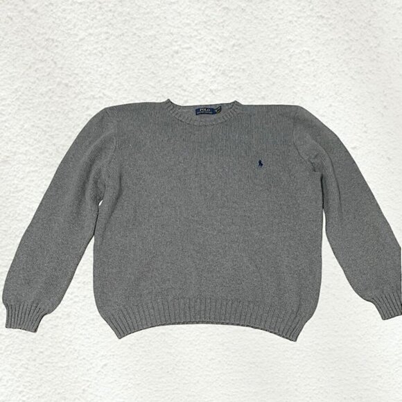 Ralph Lauren Oversized Crewneck Knit Sweater Light Gray Size XL - Picture 1 of 11
